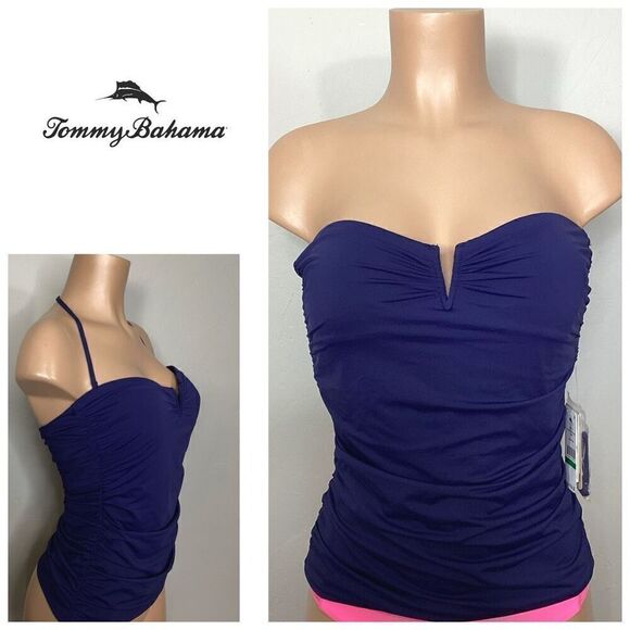 New. Tommy Bahama navy V-wire tankini top. Large. Retails $104